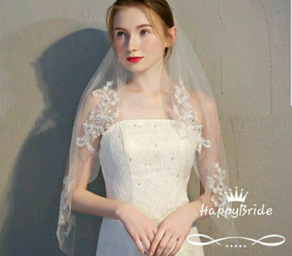 COPY - Beautiful Lace & Rhinestone Appliqués Veil